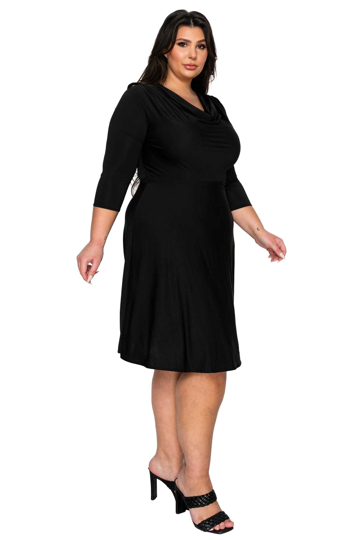 Plus Size Amoretti Cowl Neck Flare Dress L I V D Plus Size Amoretti Cowl Neck Flare Dress L I V D