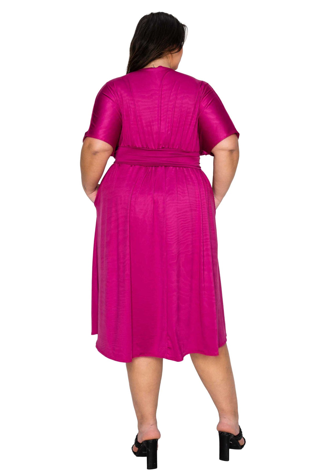 empire line midi dresses Women's Empire-Waist Midi Dress in 100% Linen - Size L