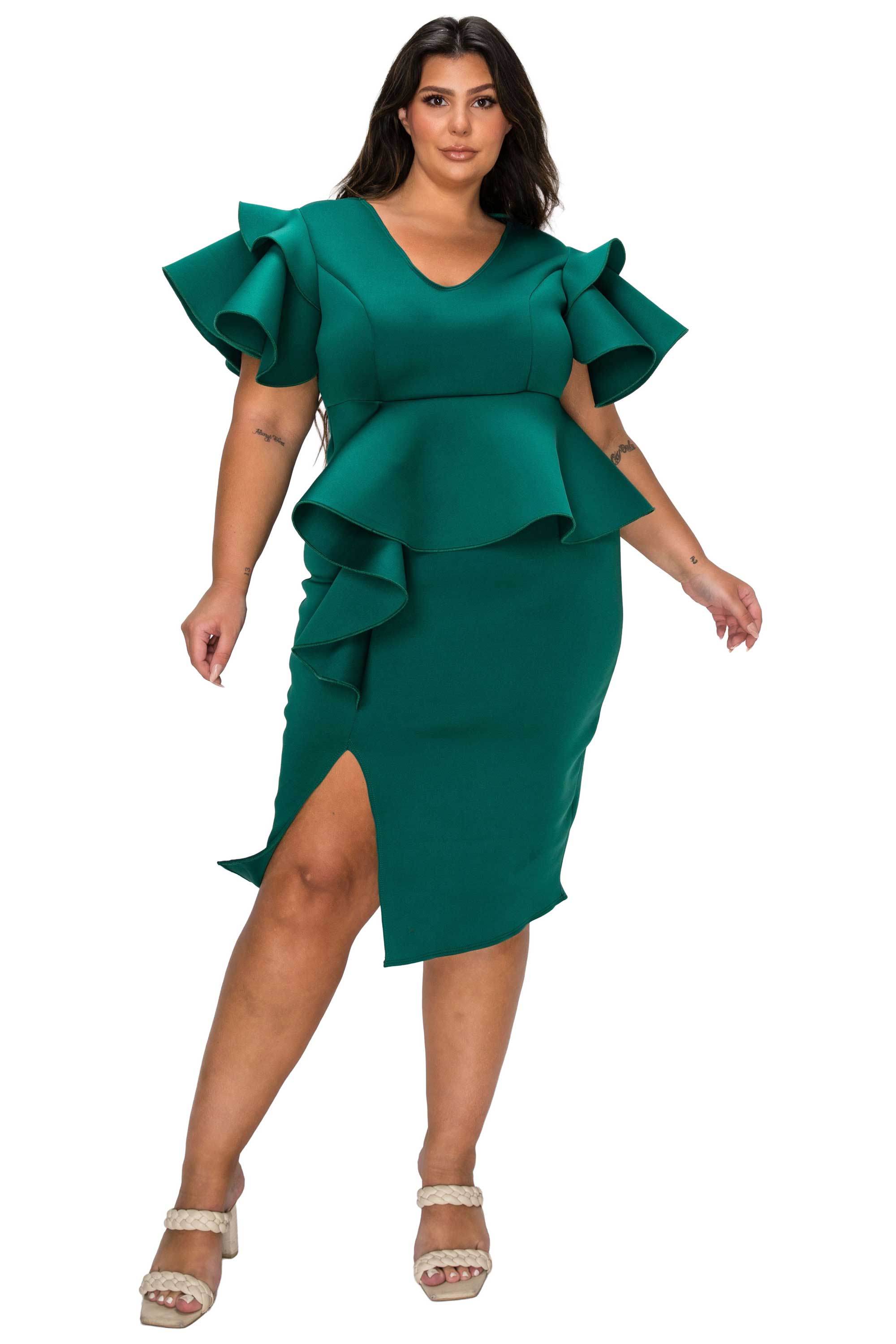 L I V D Plus Size Kira Neoprene Peplum Dress