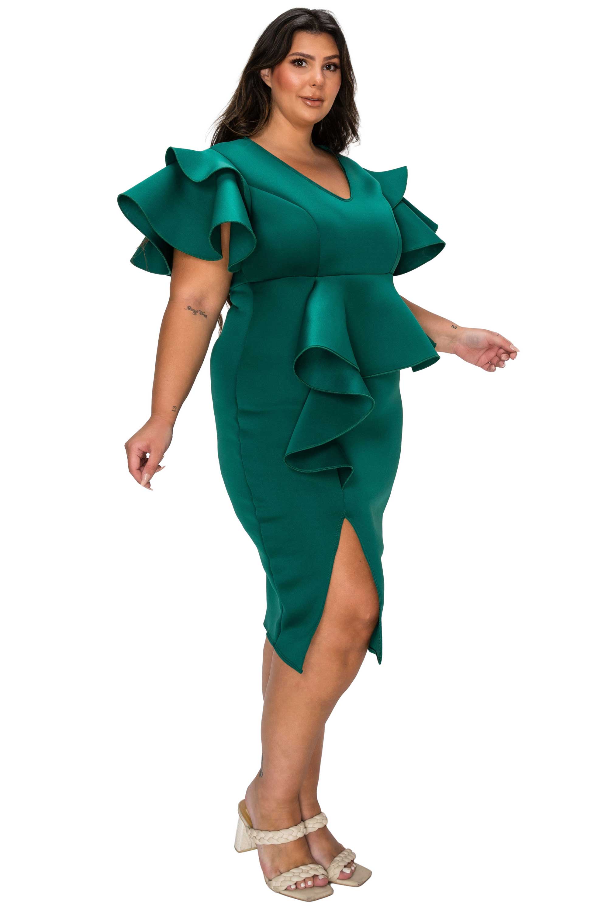 Plus Size Kira Neoprene Peplum Dress – L I V D