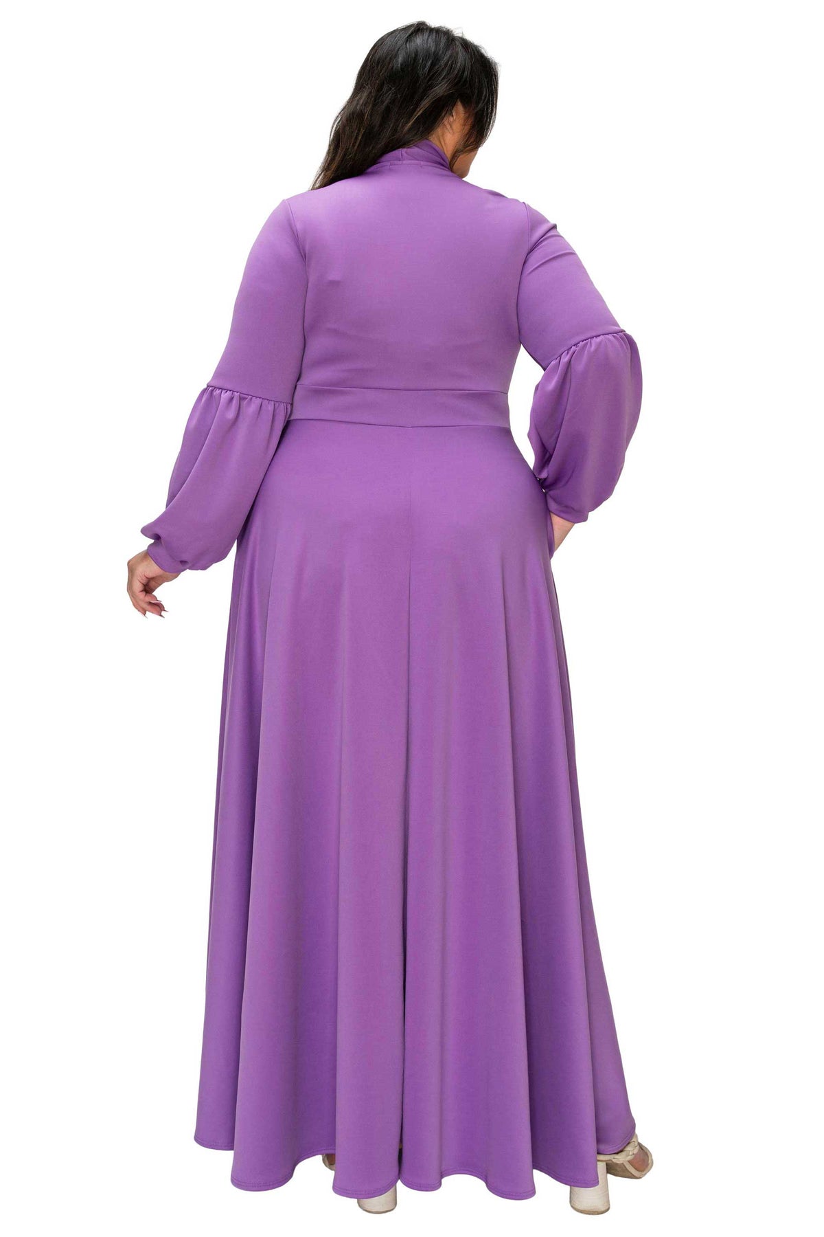 Plus Size Bella Donna Dress with Ribbon and Bishop Sleeves – L I V D