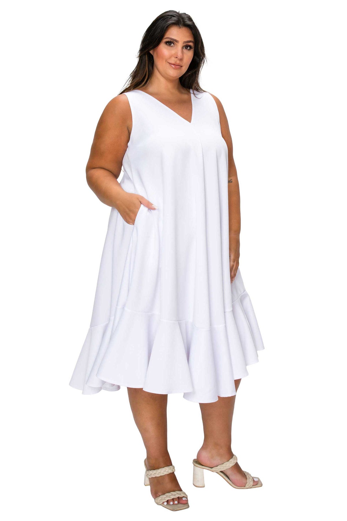 Simone Sleeveless Pocket Flare Dress