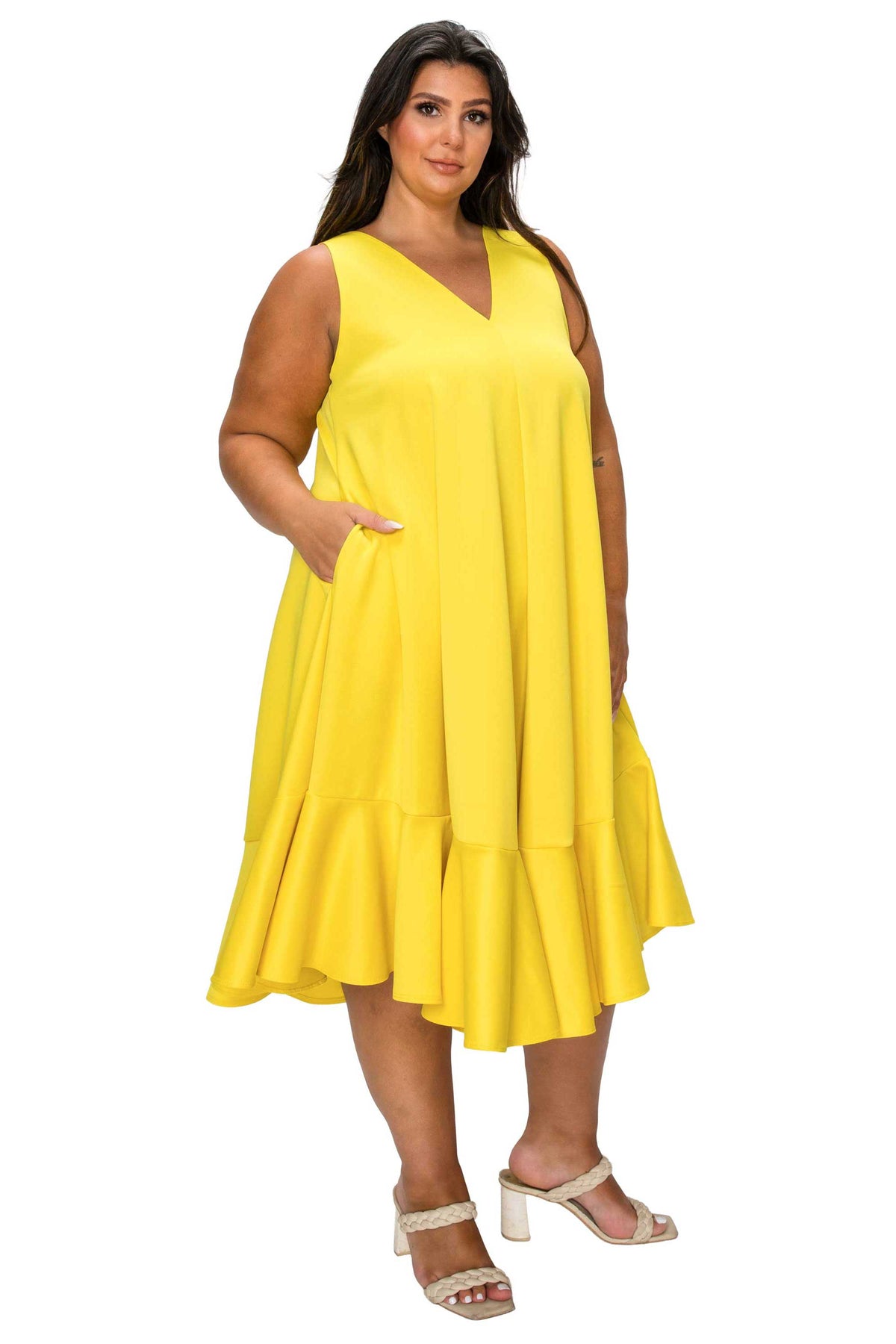 Simone Sleeveless Pocket Flare Dress