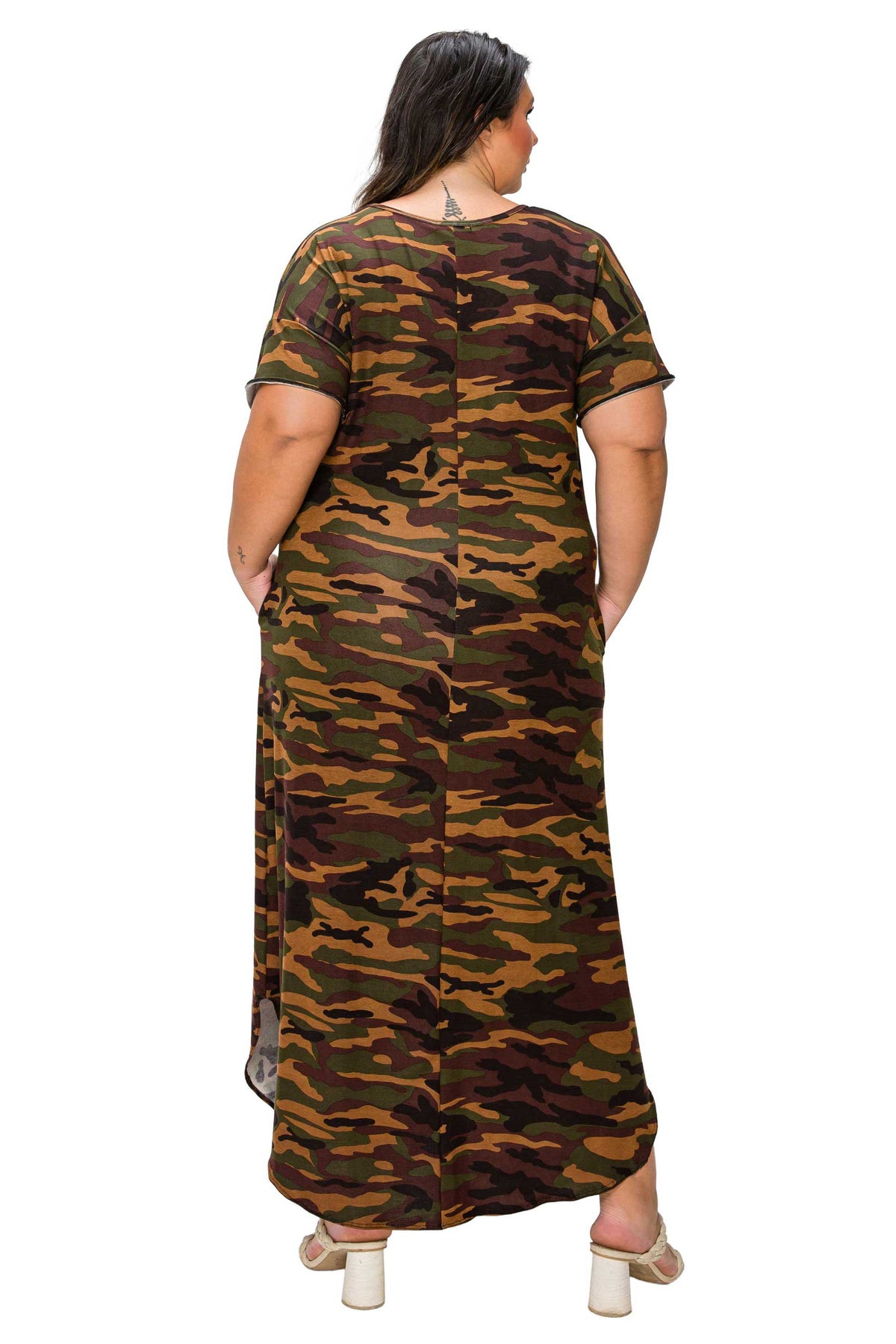 Katt Camo Pocket Maxi Dress