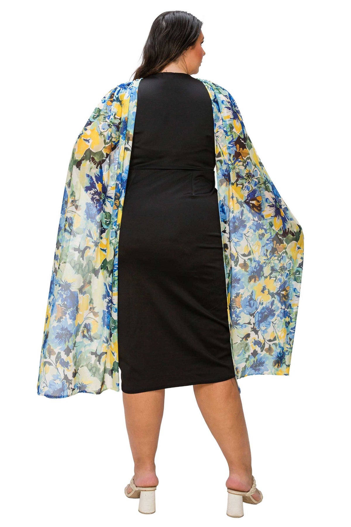 Evolette Floral Cape Dress