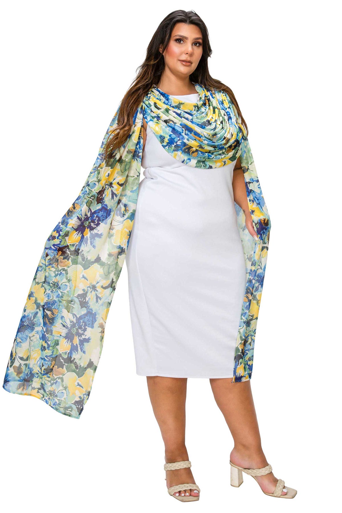 Evolette Floral Cape Dress
