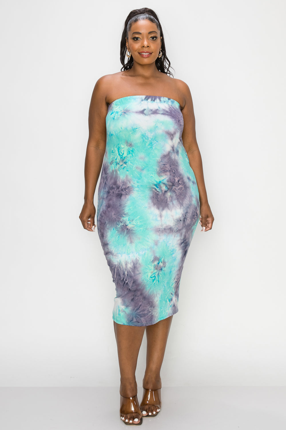 livd L I V D women's aqua pruple ti dye tube dress