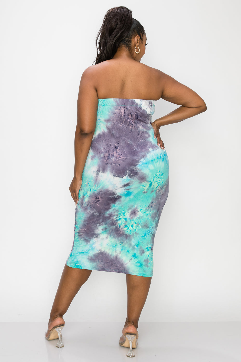 livd L I V D women's aqua pruple ti dye tube dress