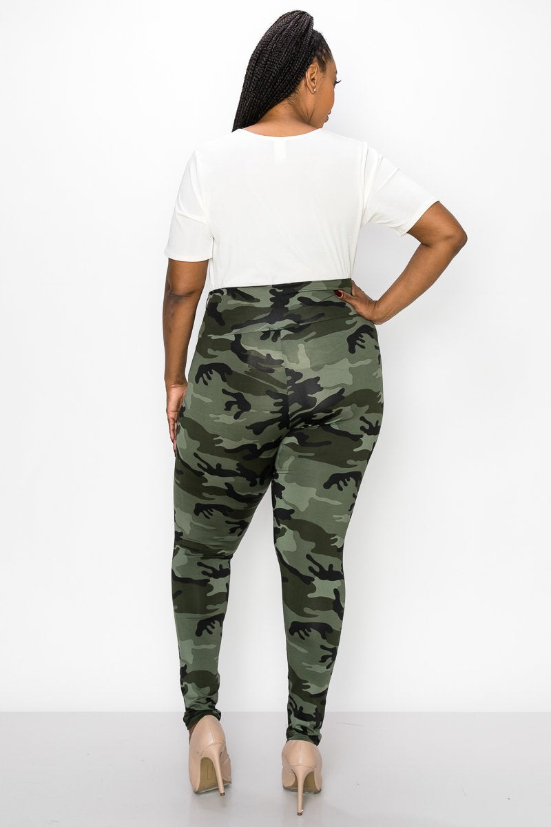 livd women's plus size contemporary boutique camo high waisted legging in green