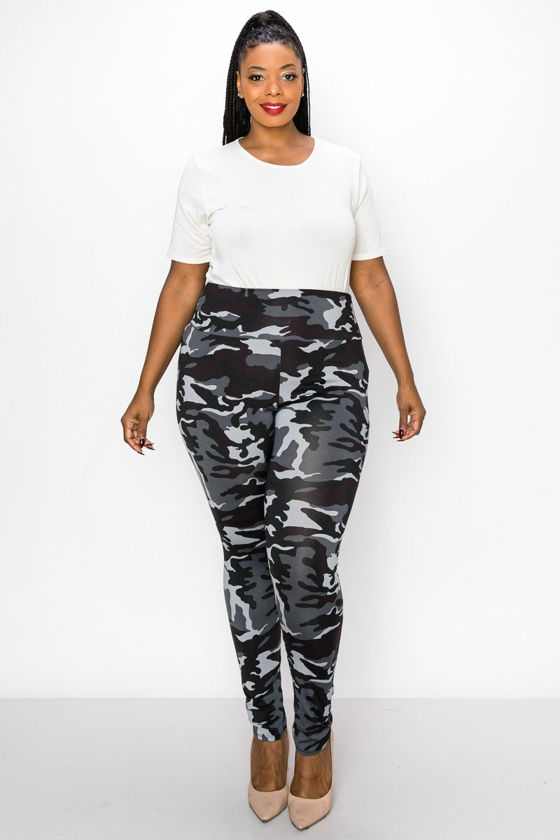 livd women's plus size contemporary boutique camo high waisted legging in white