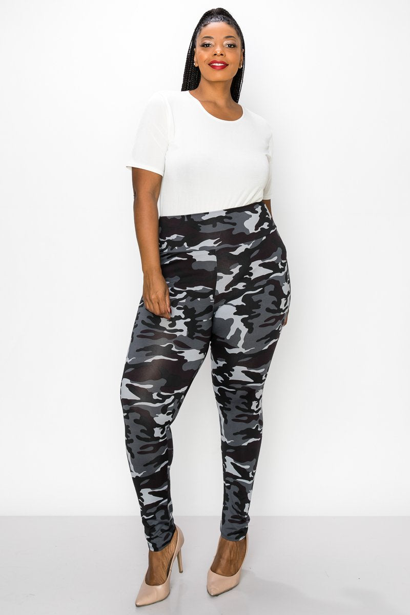 livd women's plus size contemporary boutique camo high waisted legging in white