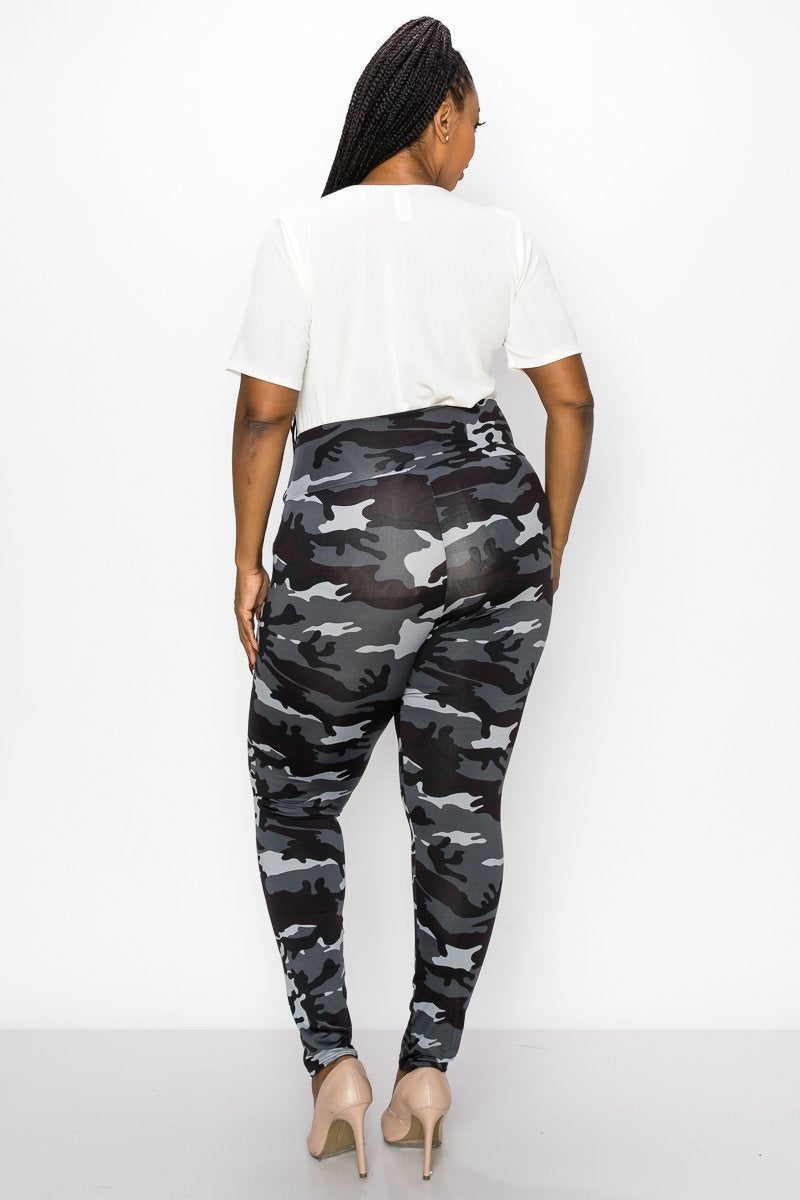 livd women's plus size contemporary boutique camo high waisted legging in white