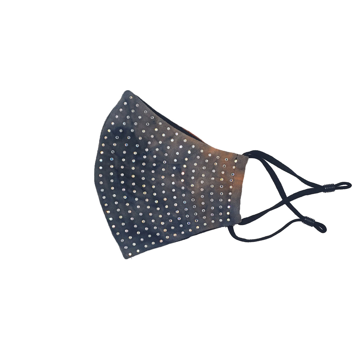 can masks help rhinestone embellished mask with black inner lining and black adjustable straps in black rust