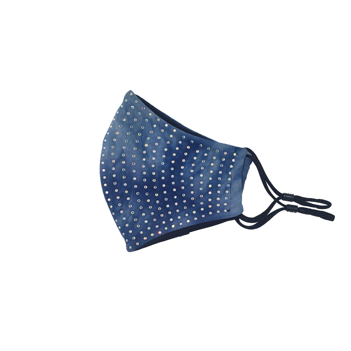 can masks help rhinestone embellished mask with black inner lining and black adjustable straps in lt blue