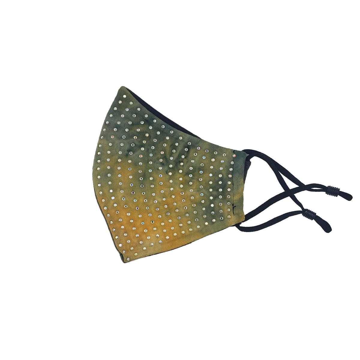 can masks help rhinestone embellished mask with black inner lining and black adjustable straps in green yellow