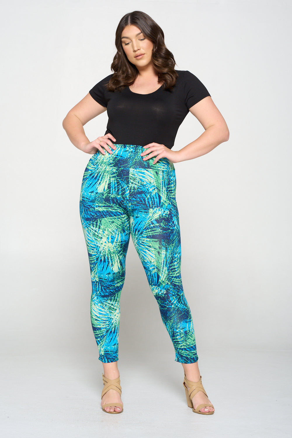 livd apparel plus size boutique tropical leaves yoga leggings