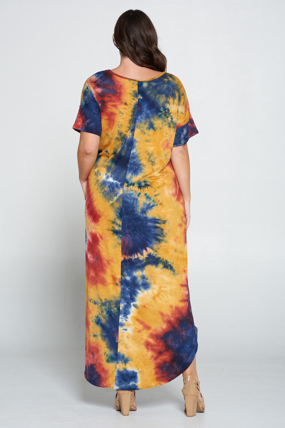 Tie Dye Short Sleeve Maxi Dress - L I V D