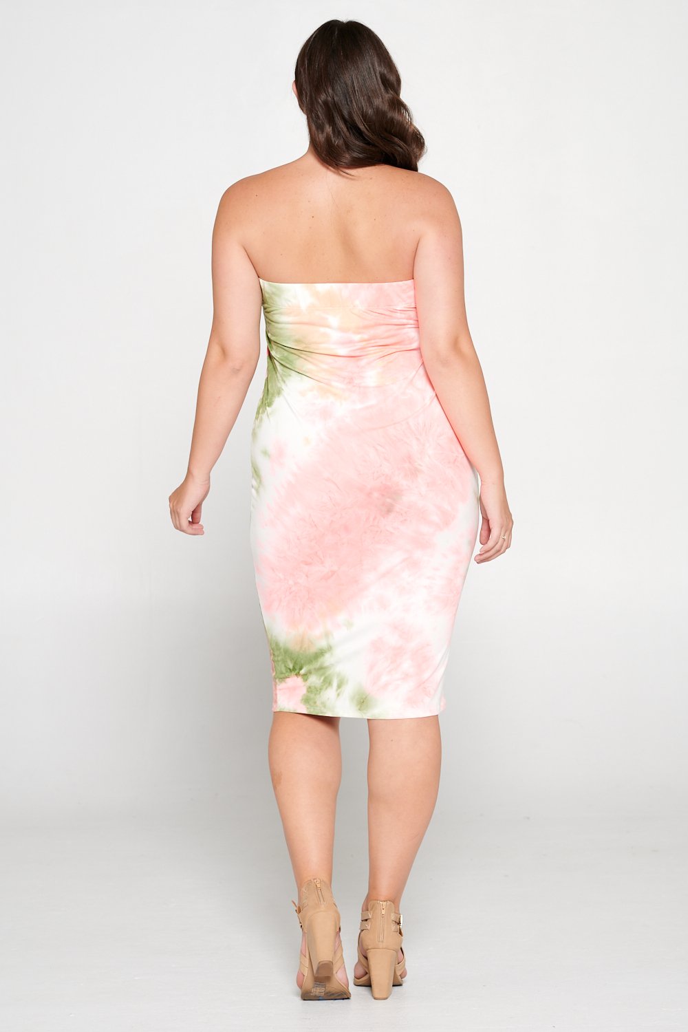 livd L I V D women's contemporary plus size clothing tube dress in olive pink blush tie dye