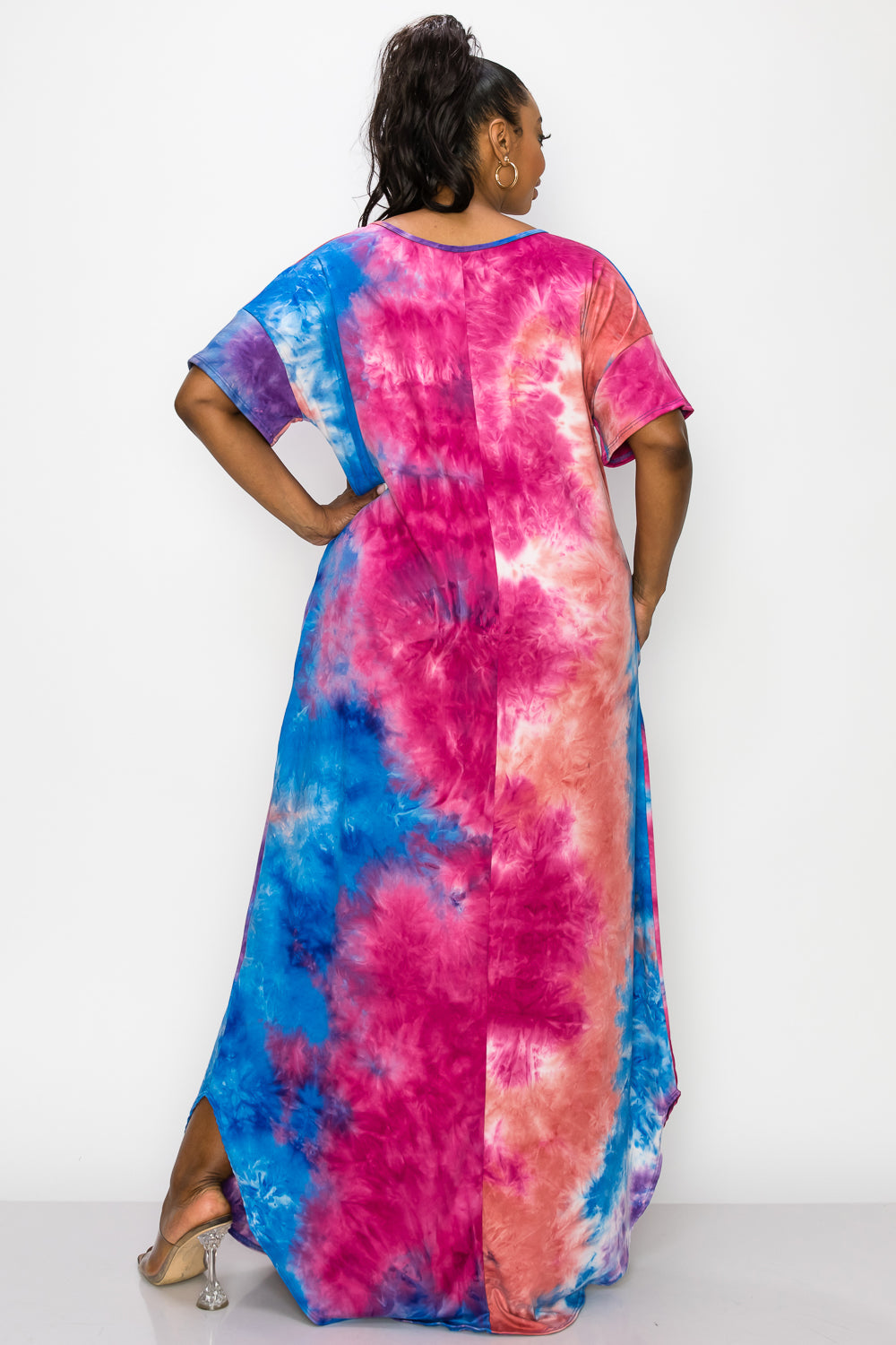 Tie Dye Short Sleeve Maxi Dress - L I V D