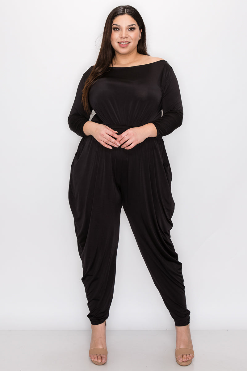 Boat Neck Slingky Jumpsuit - L I V D