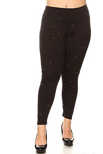 Rhinestone Embellished Ponte Leggings in Black - L I V D