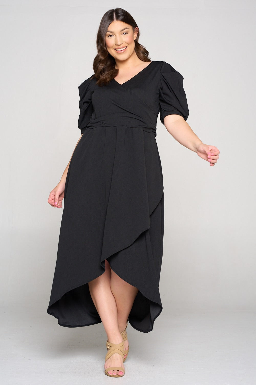 Puff Sleeve Tulip Wrap Dress - L I V D