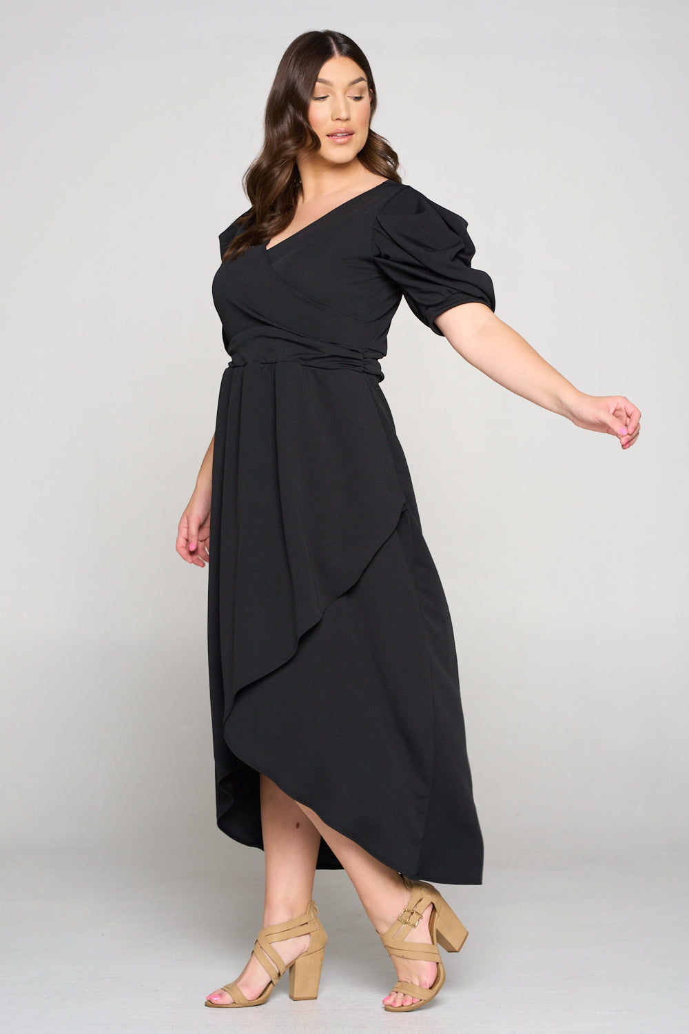 Puff Sleeve Tulip Wrap Dress - L I V D