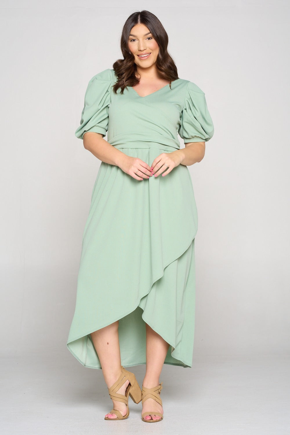 Puff Sleeve Tulip Wrap Dress - L I V D