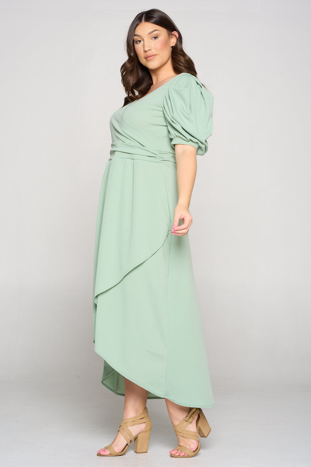 Puff Sleeve Tulip Wrap Dress - L I V D