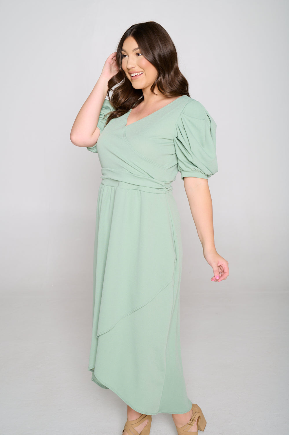 Puff Sleeve Tulip Wrap Dress - L I V D