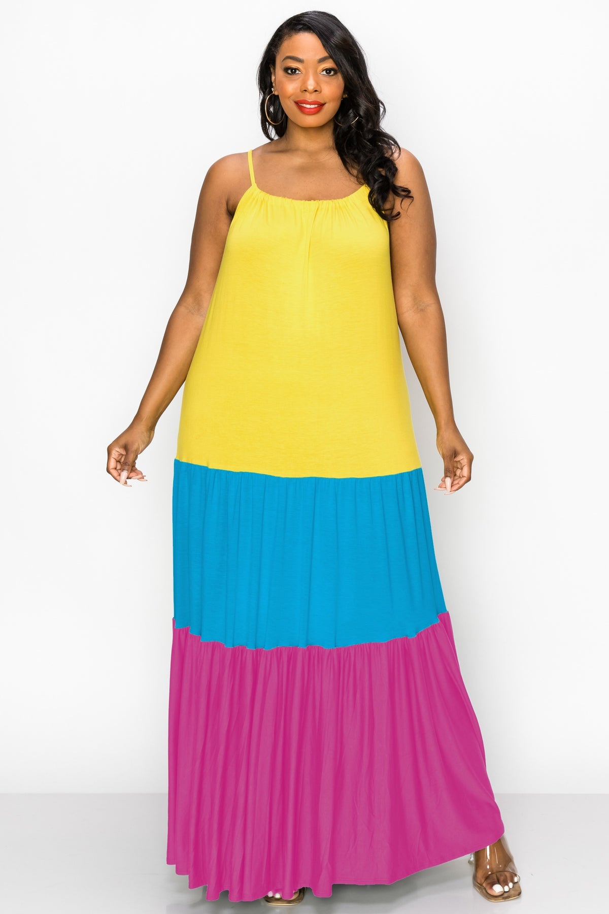 Colorblock Cami Neck Maxi Dress - L I V D