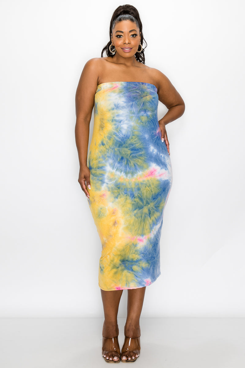 Tie Dye Basic Tube Dress - L I V D