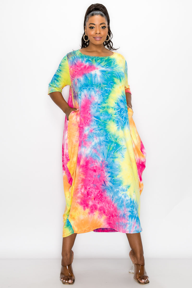 Tie Dye Harem Midi Dress - L I V D