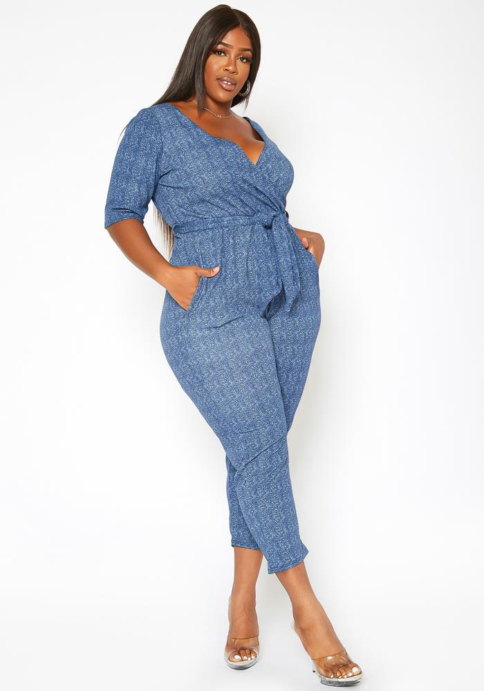 Wrap Denim Jumpsuit - L I V D