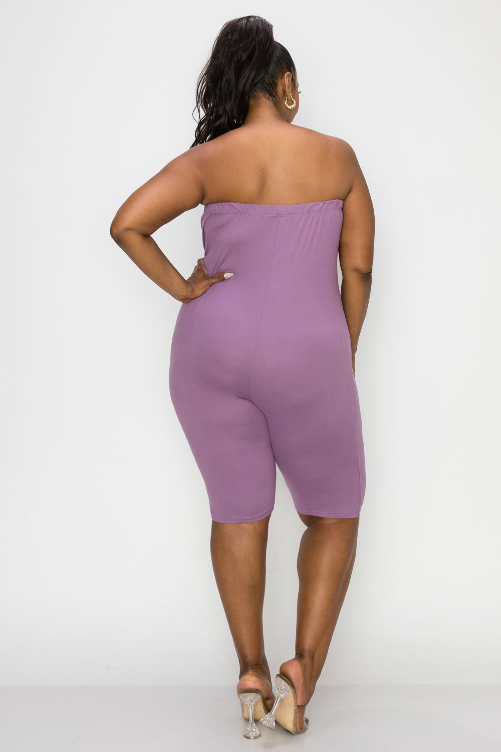 livd L I V D women's plus size boutique bodycon romper in dusty lavender