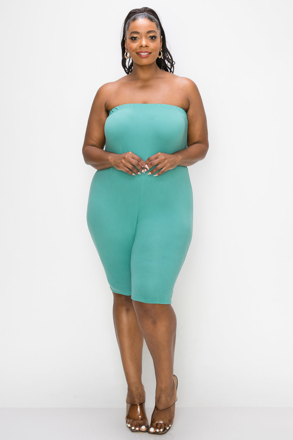 livd L I V D women's plus size boutique bodycon rompear in teal
