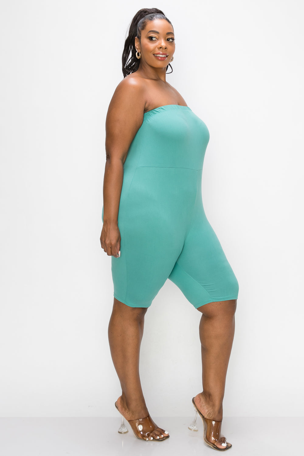 livd L I V D women's plus size boutique bodycon rompear in teal