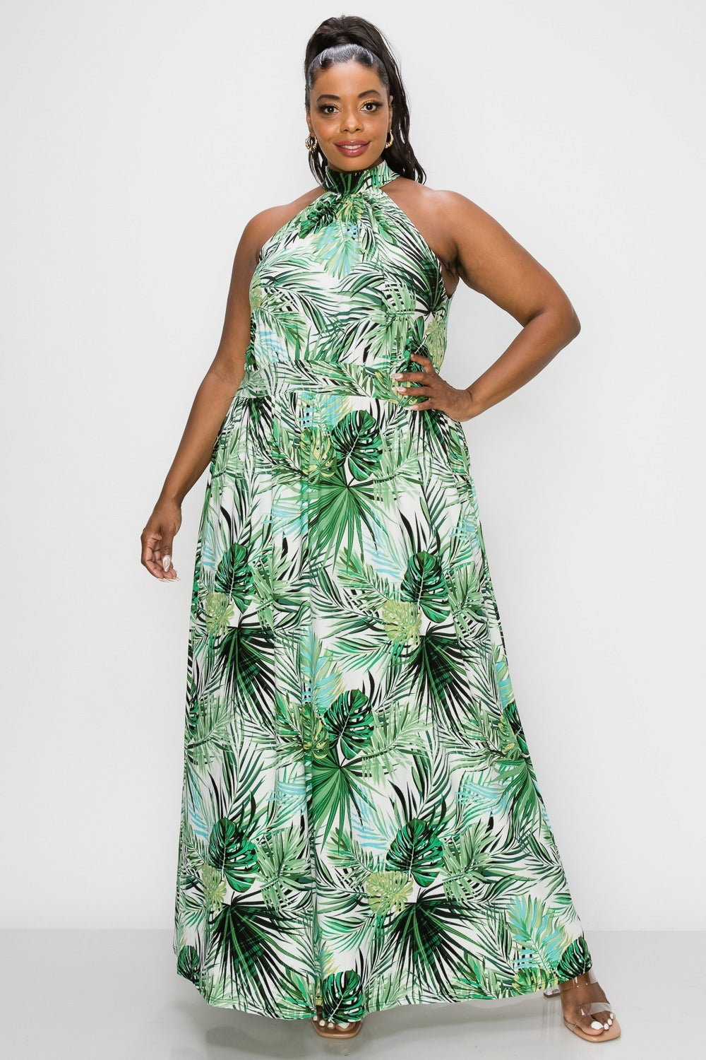 livd plus size boutique tropical halter neck maxi dress