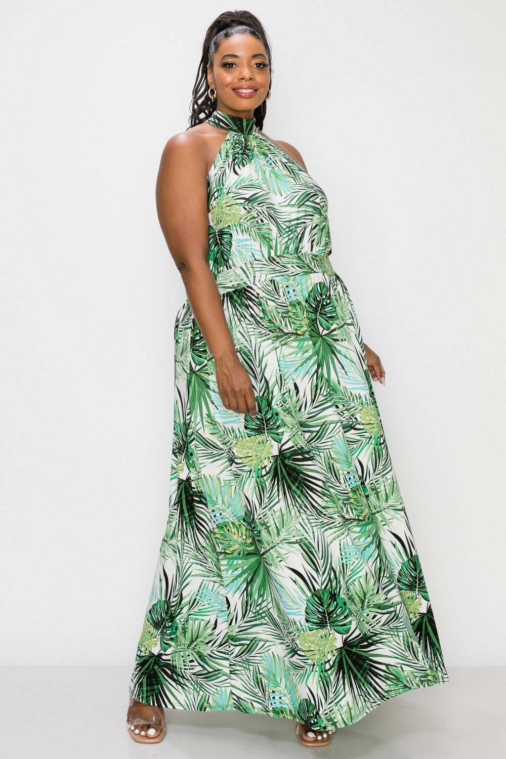 livd plus size boutique tropical halter neck maxi dress