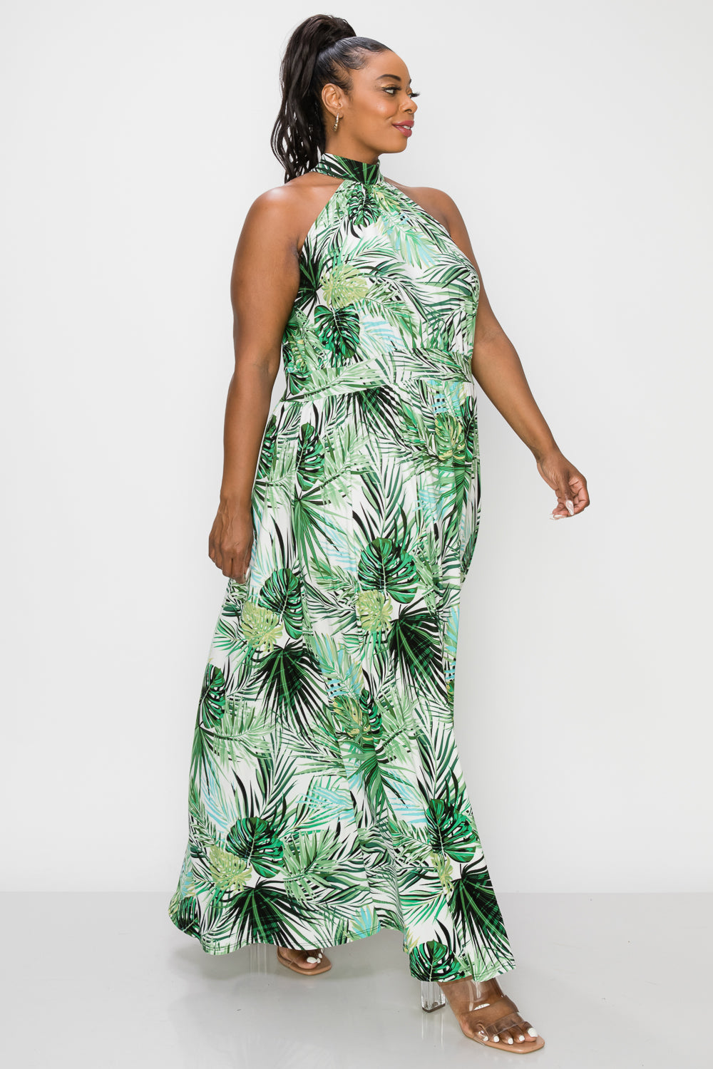 livd plus size boutique tropical halter neck maxi dress