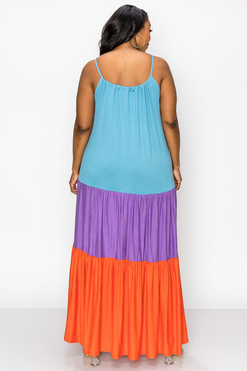 Colorblock Cami Neck Maxi Dress - L I V D