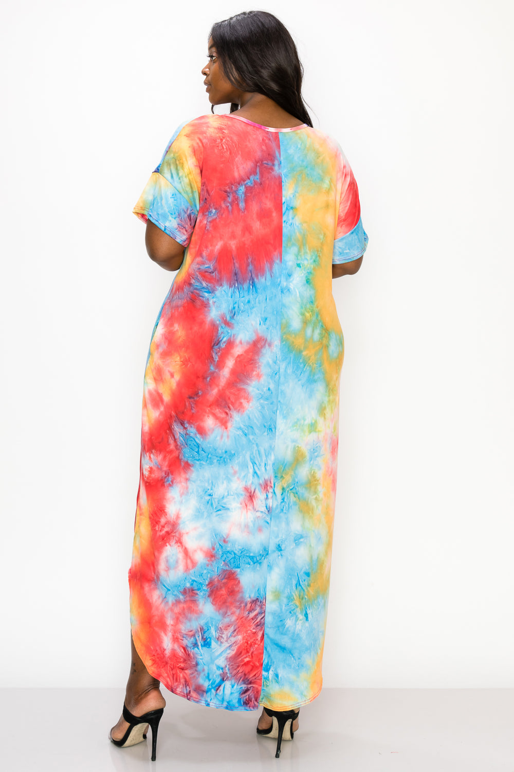 Tie Dye Short Sleeve Maxi Dress - L I V D