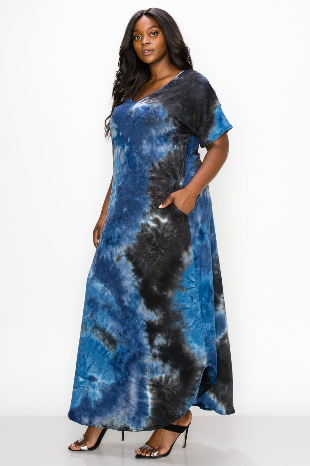 Tie Dye Short Sleeve Maxi Dress - L I V D