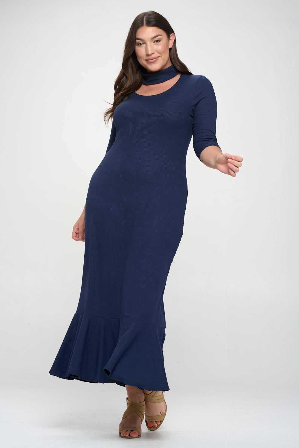 turtle neck cut out dress MONOT Turtleneck Cut Out Dress in Black