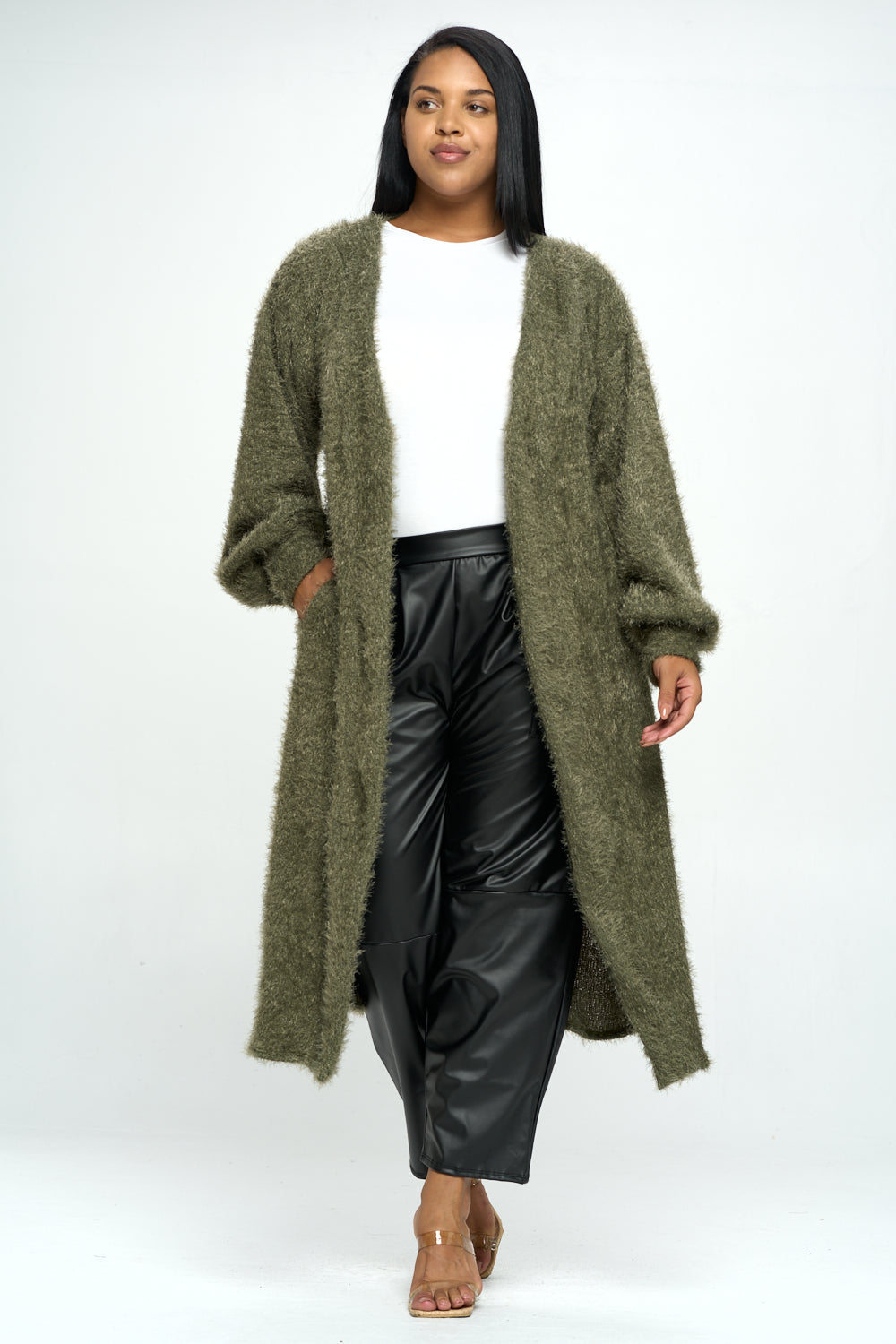 Feather Bishop Sleeve Pocket Cardigan - L I V D