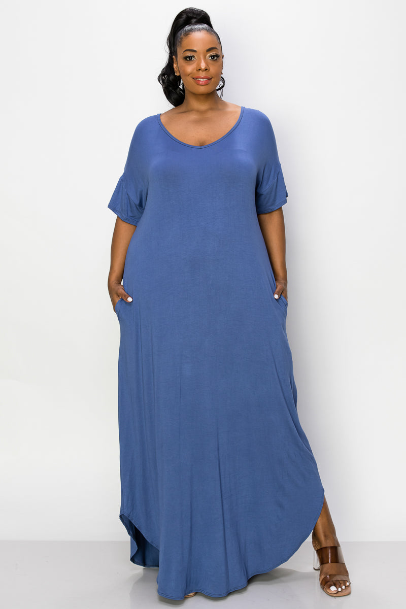 Short Sleeve Maxi Dress - L I V D