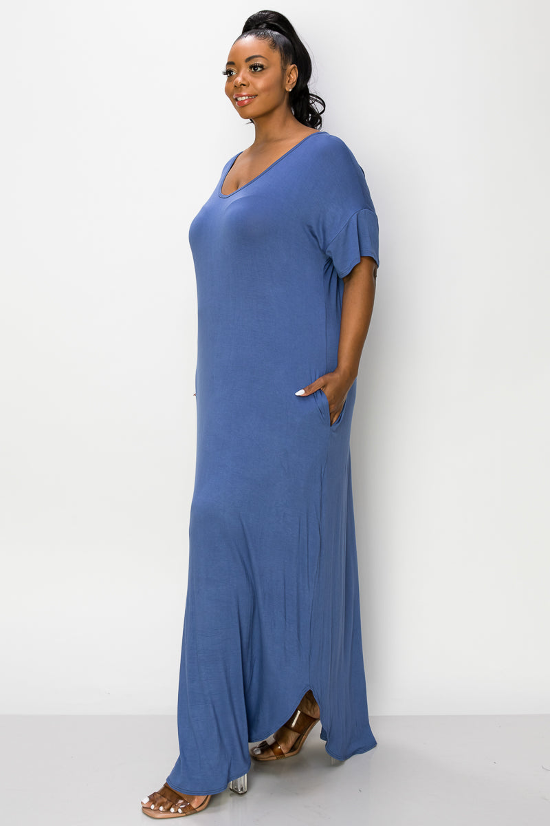 Short Sleeve Maxi Dress - L I V D