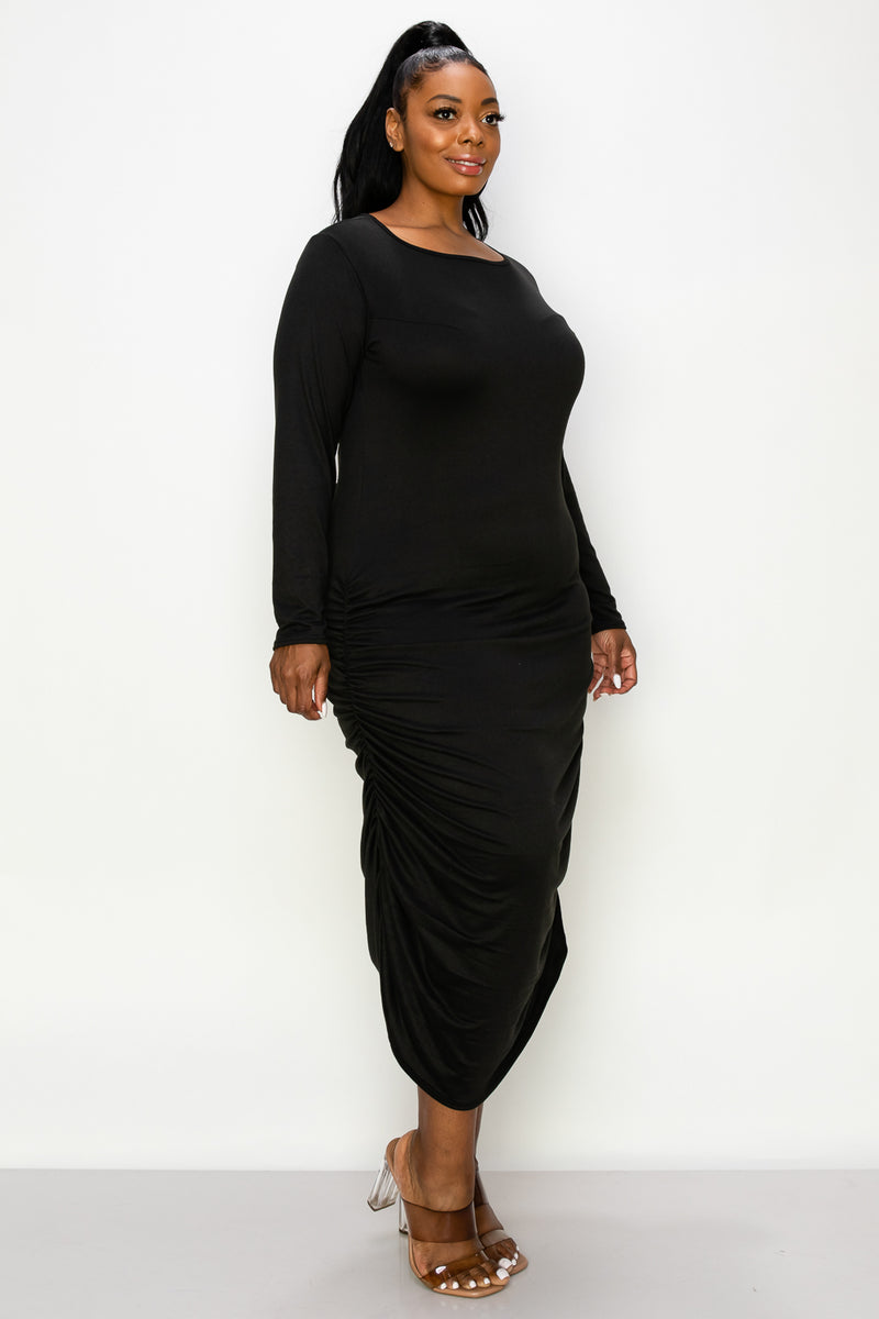 Side Ruched Maxi Dress - L I V D