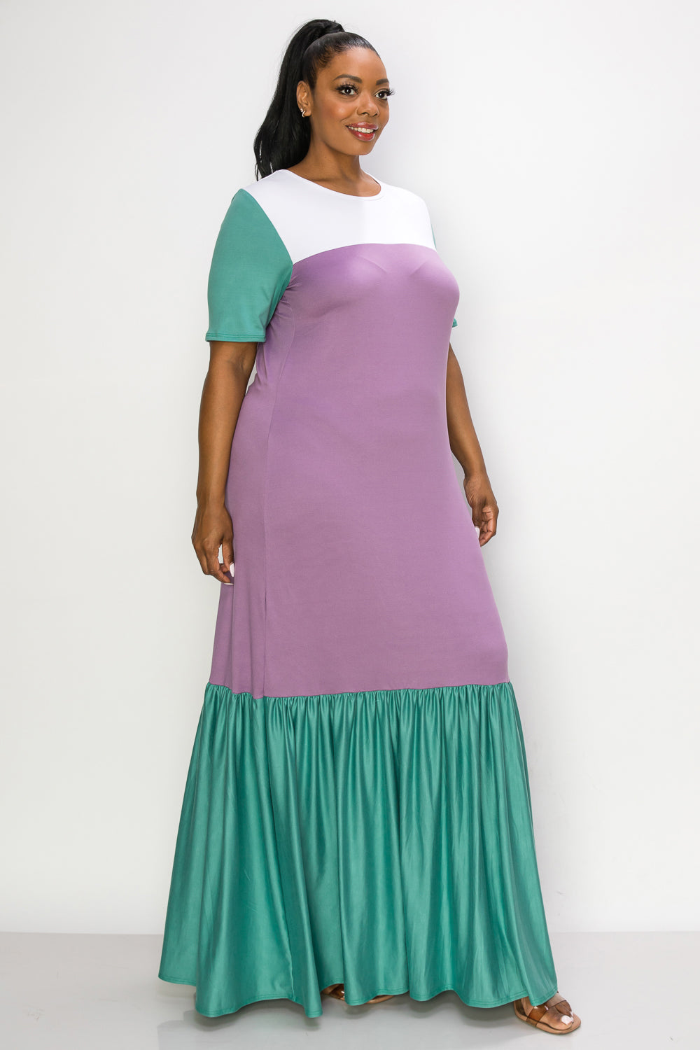 Ami Colorblock Maxi Dress Indigo/White/Strawberry / 3X Ami Colorblock Maxi Dress Indigo/White/Strawberry / 3X
