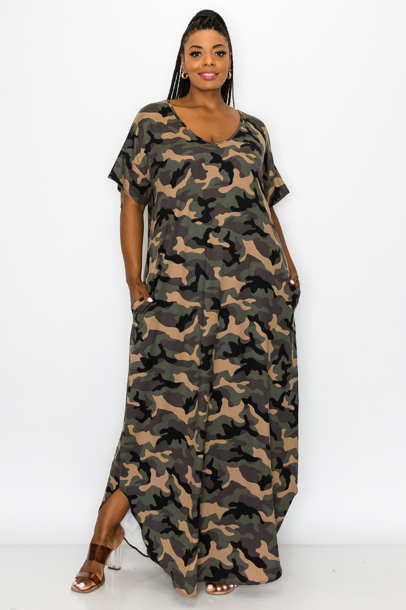 Katt Camo Pocket Maxi Dress - L I V D